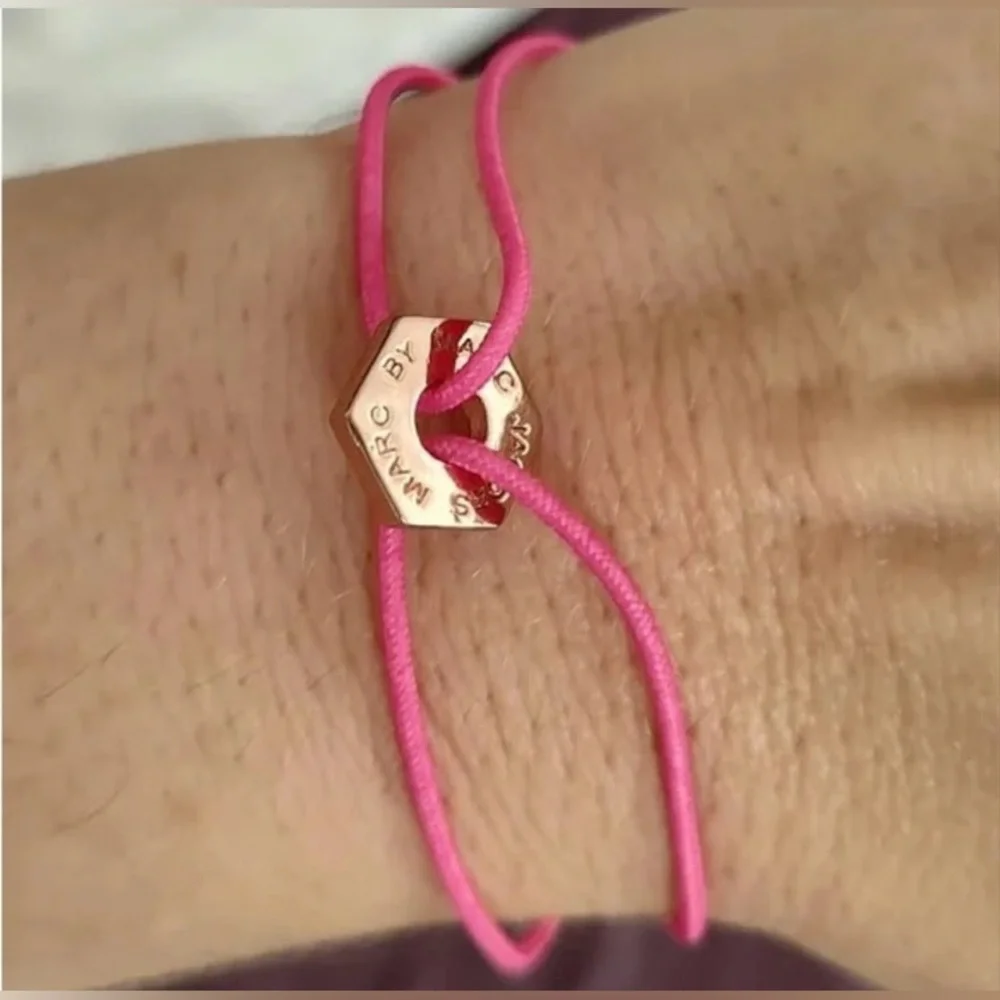 Marc by Marc Jacobs Knockout Pink Adjustable Cord Bracelet with Rose Gold Accent